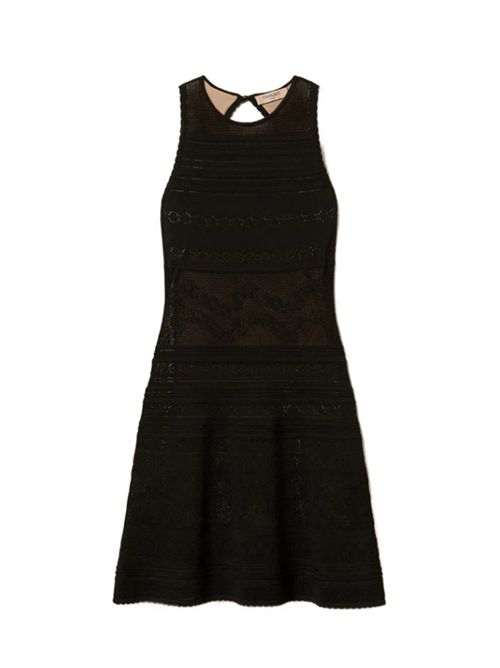 SHORT FLORAL KNIT DRESS TWIN SET | 261TT329100006 NERO